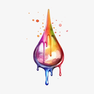 watercolor colorful clipart of a glistening dew drop, hd, on white background
