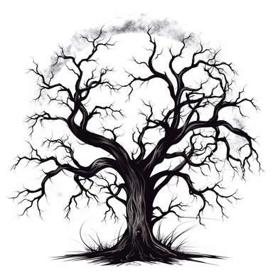 Spooky Tree Halloween Clipart on a white background