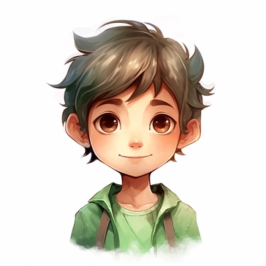 Luqman, a cute 7 year old boy, green shirt, Watercolor Clipart, strybk, full Illustration, 4k, sharp focus, watercolor, smooth soft skin, symmetrical, soft lighting, detailed face, concept art, watercolor style, strybk, children's style fairy tales, chibi kawaii, . Octane rendering, 3d. Perfect face, detailed face, delicate face, perfect sharp lips, detailed eyes. Craig Davison, Aubrey Beardsley, Conrad Roset, Aikut Aidogdu, Agnes Cecil, watercolor style