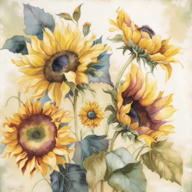 A tapestry of watercolor sunflowers, their whimsical forms crafted into a clipart masterpiece, radiating a warmth that touches the depths of the human spirit, each petal a brushstroke of hope and resilience, their gentle sway capturing the essence of life's ebb and flow, a clipart creation that invites a sense of connection and nostalgia, like a comforting embrace from the past, ready to adorn countless digital projects with an emotional resonance that speaks to the heart