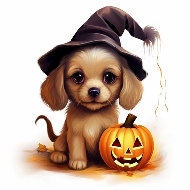 cute dog halloween clipart white background