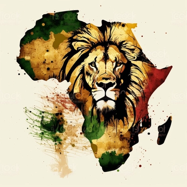Africa continent lion art map concept, vector art, vector clipart