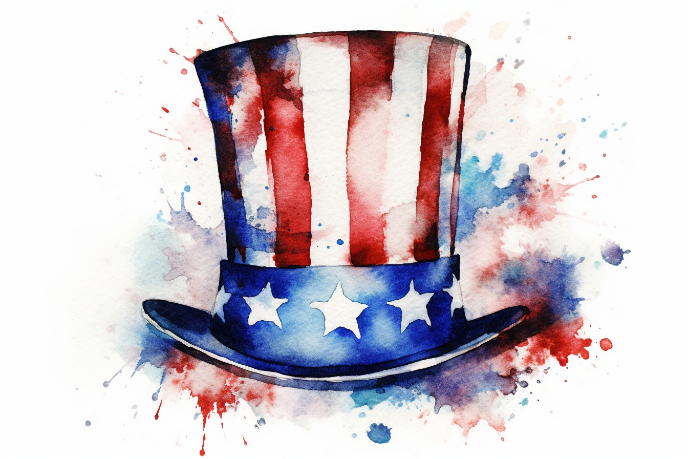 watercolor, patriotic, red white and blue top hat, clipart, hd, on ...