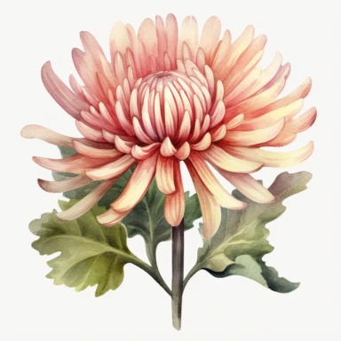 Clipart, vintage, watercolor, Pink Mum flower illustration, hand drawn, texture