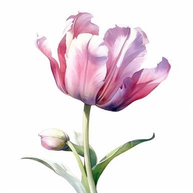 isolated clipart on a white background of a watercolor beautiful flowers Tulip illustration, in the style of zbrush, storytelling, mashup of styles, in the style of daniel f. gerhartz, transcendent, nikon d850, art of burma, captures the essence of nature, in the style of organic forms and patterns, expansive skies, hyper-detailed illustrations, i can't believe how beautiful this is, lively colors