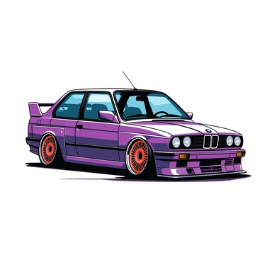 bmw e30 clipart purple