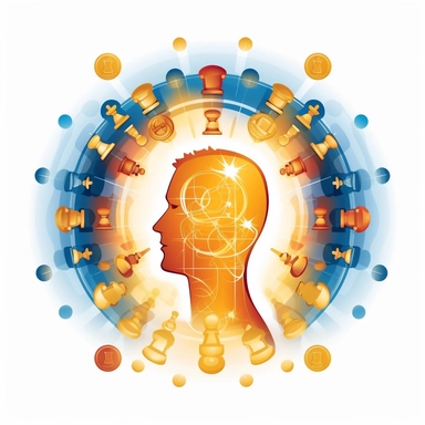 icon, clipart, easy game, Gameful thinking, Playful mindset, Gamified thoughts, Level up your thinking, Mind as a game board, Power-up your mind, Unlocking gameful potential, Embrace the gameful mindset, Mastering the game of thoughts, golden, white background