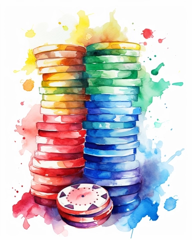 watercolour casino chips hd clipart white background