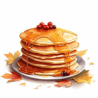 hand painted pancakes clipart for cookbook maple syrup illustration no background