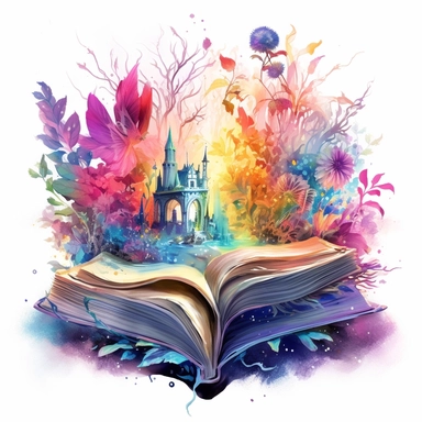 fantasy book in the style of vibrant watercolor landscapes, detailed and intricate compositions, felinecore, fantastical worlds, ghostly forms, calligraphy-inspired, naturalistic lighting, watercolor clipart
