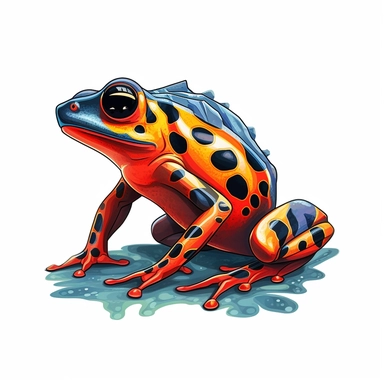 poison dart frog in the style of Anatole Krasnyansky clipart white background