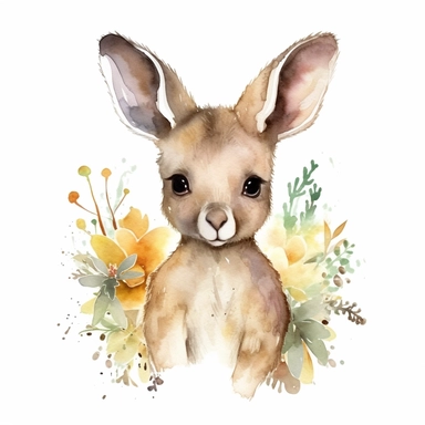 watercolor baby kangaroo Clipart