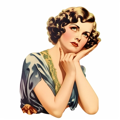 vintage 1920 woman looking disgusted Clipart Illustration, Chromolithograph, 1920s Illustration, Vintage, Chromolithograph, Colorful, Antique, Ephemera, Clipart, 8k, Isolated on white