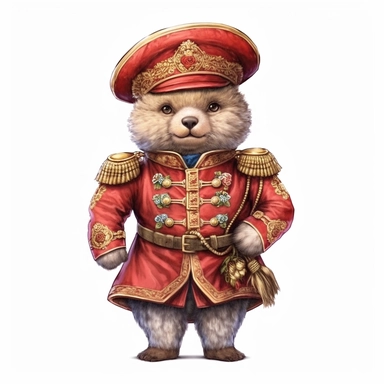 Adorable cute fantasy Teddy bear dressed like a Border Negotiator, nursery art, clipart image, lineart image, white background, very detailed, 8k