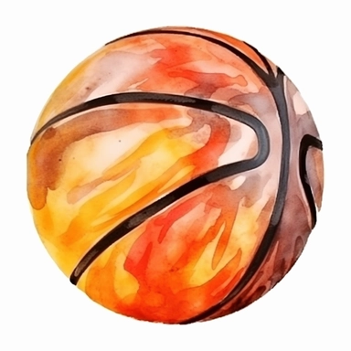 basketball ball, watercolor clipart, isolated on the white background
