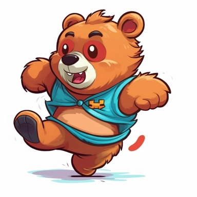 cute cartoon drawing of a bear carrying an envolope running clipart