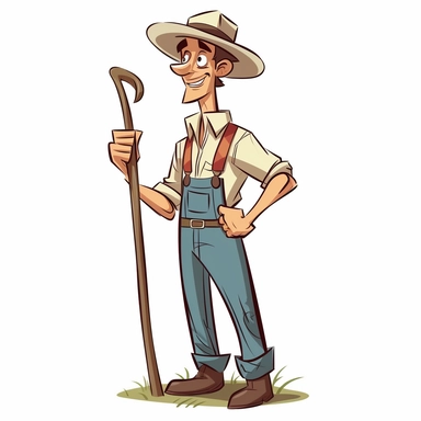 a clipart illustration of a Farmer cartoon style, white background