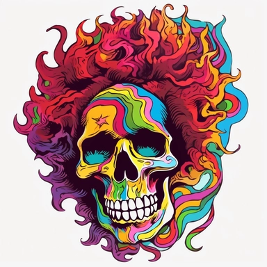 psychedelic grateful dead clipart, no background