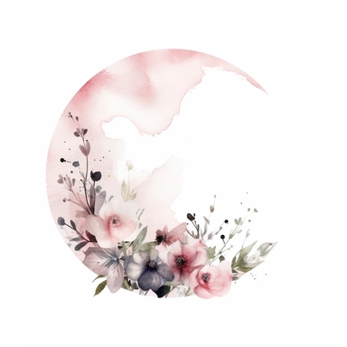 half a circle, minimal, pale pink watercolor flowers, wedding invite, clipart, white background, half circle