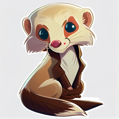 cartoonish ferret wearing a doctor's white coat, clipart png