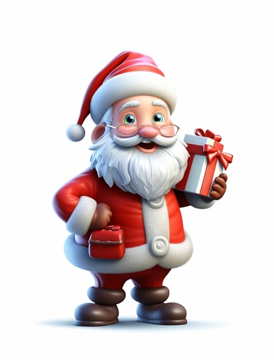 Create a heartwarming clipart of a cute and cuddly Santa Claus, spreading joy and love this holiday season, white background