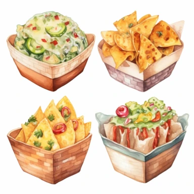 watercolor collection clipart nachos box neutral colors no background