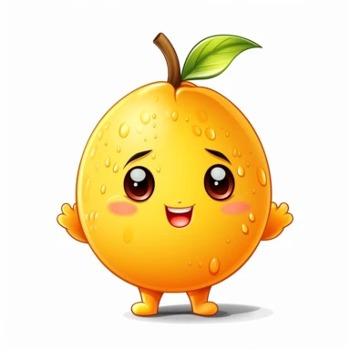 cute one Mango Clipart cartoon realistic white background