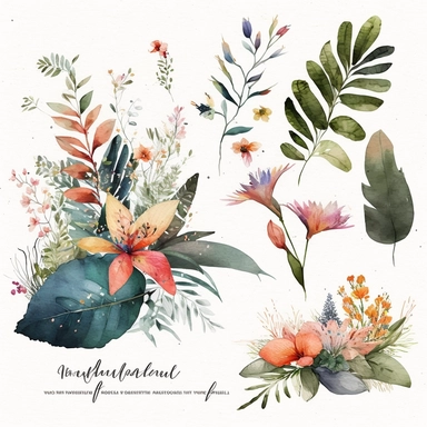 wedding watercolor tropical wildflowers delicate expensive looking clipart no background