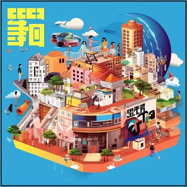 he future of the world poster png clipart, future of the world poster, future of the world poster, in the style of beijing east village, three-dimensional puzzles, washington color school, eye-catching, american propaganda, neo-concrete, colored cartoon style