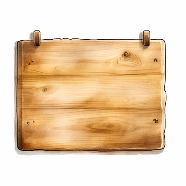 wooden rectangle shaped blank light brown plaque wall sign, watercolour png clipart