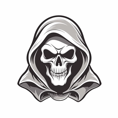 basic Vector of [tired reaper skull] mascot logo design for badge, emblem, or printing. White background, simple flat Vector illustration isolated. Vector clip art