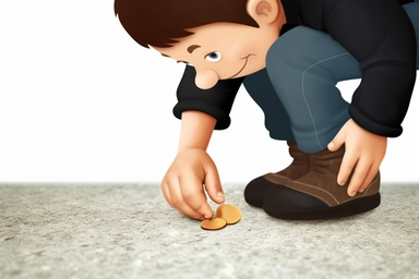 finding a coin, clipart, vector hd, on white background