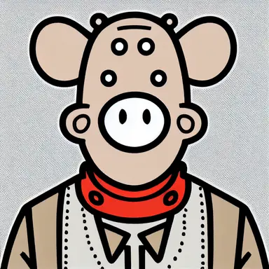 Clipart, Jeff Kinney's Diary of a Wimpy Kid style, a pig dressed as a cowboy