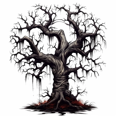 Spooky Tree Halloween Clipart on a white background