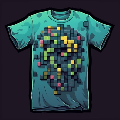 32 x 32 bit pixelated solid black t-shirt clipart