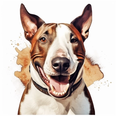 clipart of a happy bull terrier, americana style, portrait, white background