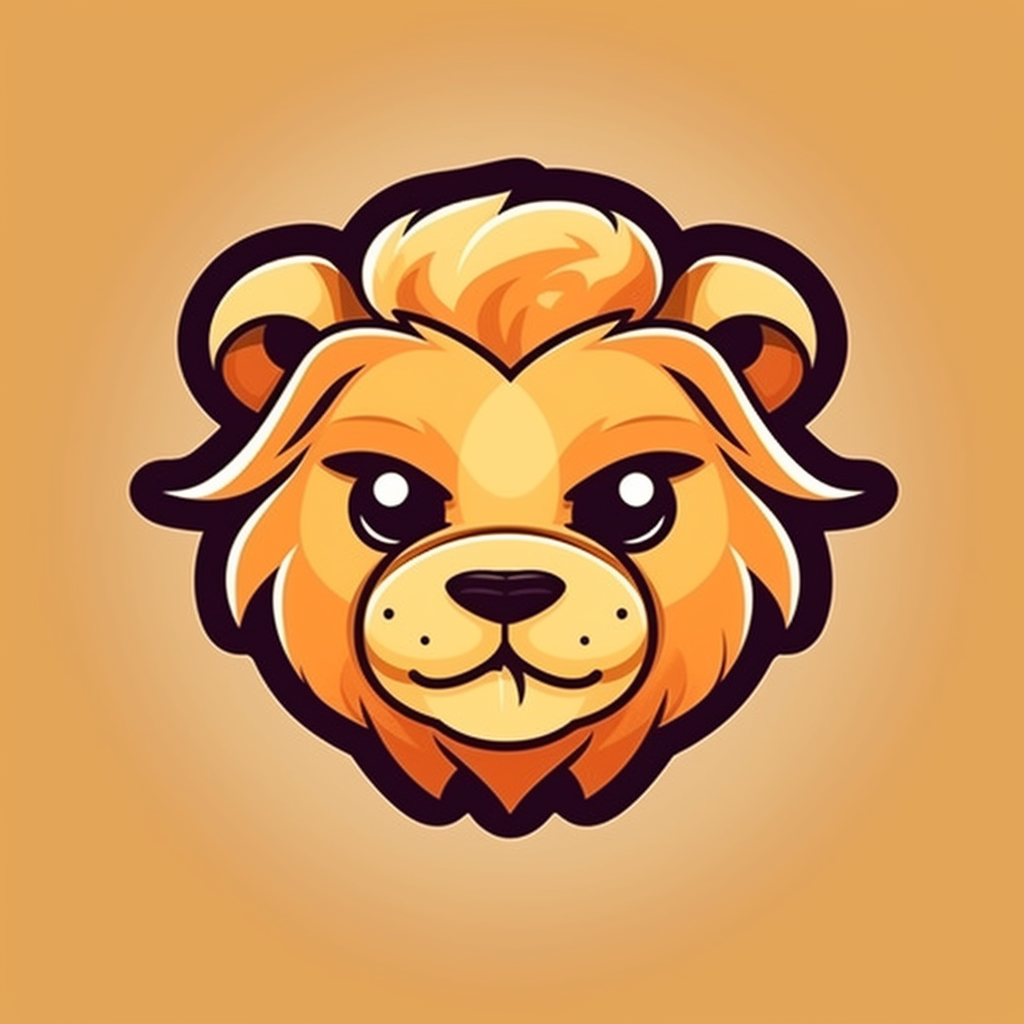 Cute lion face, cartoon, clipart, mascot, isolated on random background ...