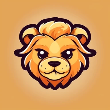 Cute lion face, cartoon, clipart, mascot, isolated on random background