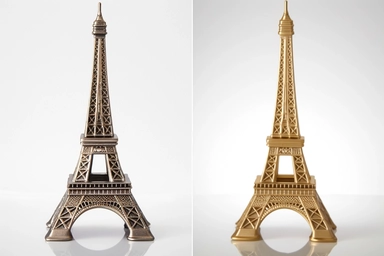 High-resolution, photorealistic clip art of a [Eiffel Tower ], isolated on a clean [white] background, this image features no border, frame, text, or typography, ensuring a clean and clear visual, the expert lighting and texture details showcase object simplicity
