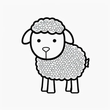 Simple outline of a Lamb, coloring page, kids cartoon, minimalist, black on white, lineart, 2d flat file, silhouette, clipart, uninterrupted outline as in an svg, perfect outline corners, make it an outline svg and fill color white, exact outline, the line should not be thickened, the line should not be thicker or thinner, the outline of the line should be thin, maximum 1 millimetre