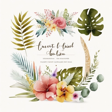 Wild Floral cute feminine Clipart tropical wedding watercolor no background