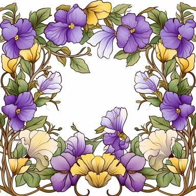 Clipart,Floral header design, white background, tile