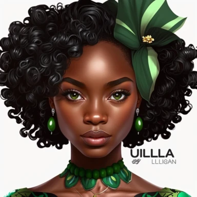 Black Woman African American Female Nubian Queen Lady Cartoon Character Girl Head Face Portrait Cute Hair Curl Big Green Eyes Lola beautiful Legs Fashion clipart--v 5