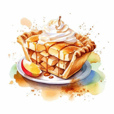 make watercolor apple pie clipart