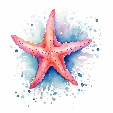 watercolor,hand drawn, watersplash, a whimsical cute corals , star fish, glitters, clipart, hd, on white background