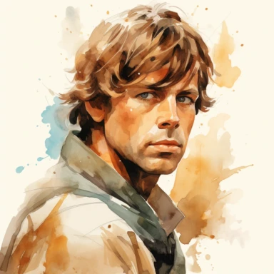A whimsical, classy, creative profile drawing of Luke Skywalker of Star Wars, Watercolor Clipart,comic, strybk, full Illustration, 4k, sharp focus, watercolor, smooth soft skin, symmetrical, soft lighting, detailed face, concept art, muted colors, watercolor style, strybk, children's style fairy tales, chibi kawaii, . Octane rendering, 3d. Perfect face, detailed face, delicate face, perfect sharp lips, detailed eyes. Craig Davison, Aubrey Beardsley, Conrad Roset, Aikut Aidogdu, Agnes Cecil, wate