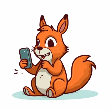 a simple clipart image of a squirrel using his cell phone