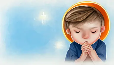 beautiful portrait of a kid saying a prayer, christian, clean clear face, closed eye, 2d, illustration, clipart