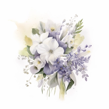 Watercolour sketch, floral bouquet, simple, clipart, white background, pale delicate tones, naturecore, bloomcore