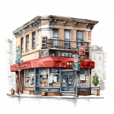 clipart de cafeteria de nueva york, acuarela, 16k, hiper minimalista, megapixel, full color, super detailed,insanely detailed and intricate, ultra detallado